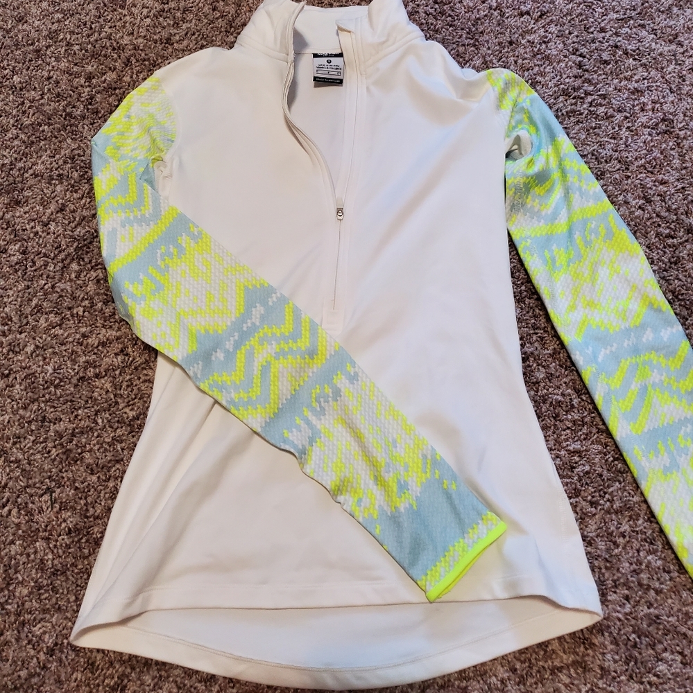Nike Pro dri fit, neon green yellow and gray half 1/2 zip, small